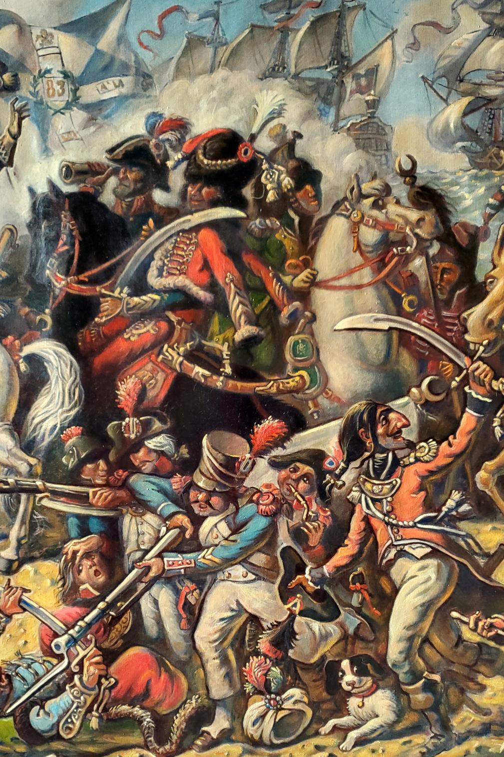 Oil painting Napoleon in Egypt by Daniil Litvinov vibrant battle scene