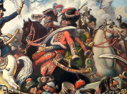Oil painting of Napoleon in Egypt by Daniil Litvinov, vibrant red green uniform