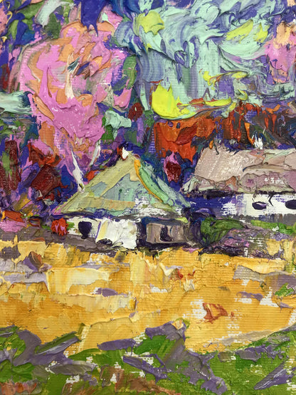 Oil Painting Village Nature Landscape 