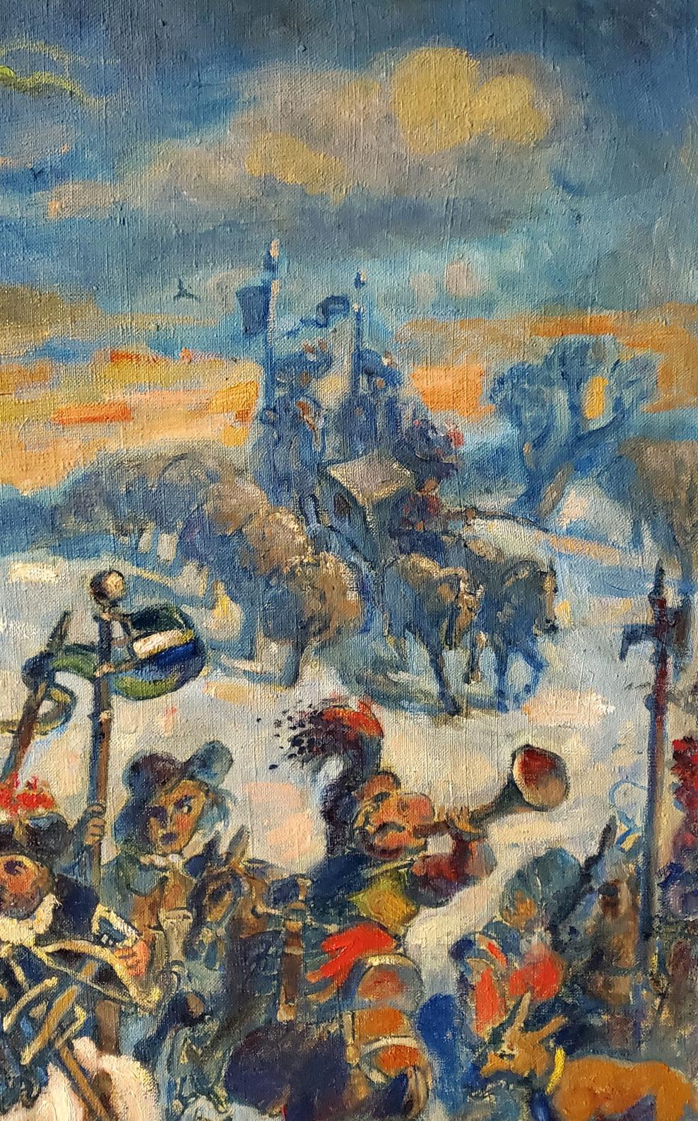 Vibrant impressionistic oil painting Returning from the Hunt by Daniil Litvinov