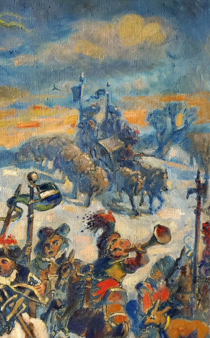 Vibrant impressionistic oil painting Returning from the Hunt by Daniil Litvinov