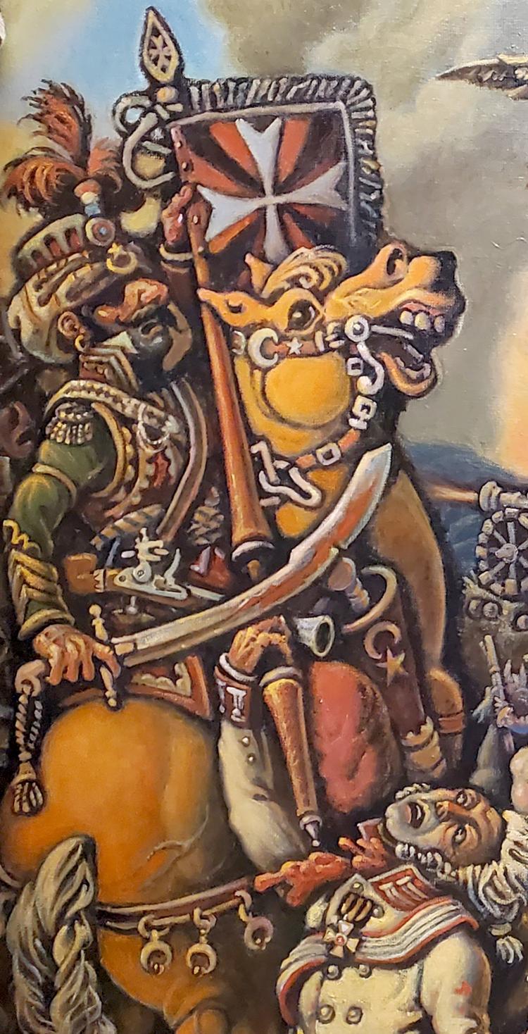 Oil painting of Napoleon by Daniil Litvinov: warrior on golden horse