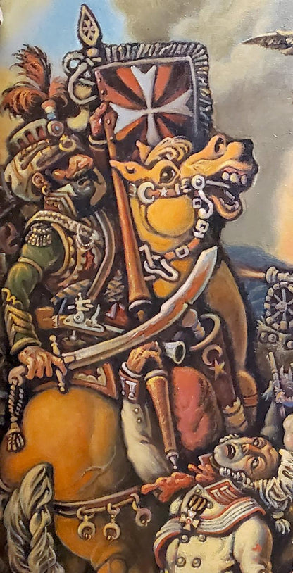 Oil painting of Napoleon by Daniil Litvinov: warrior on golden horse