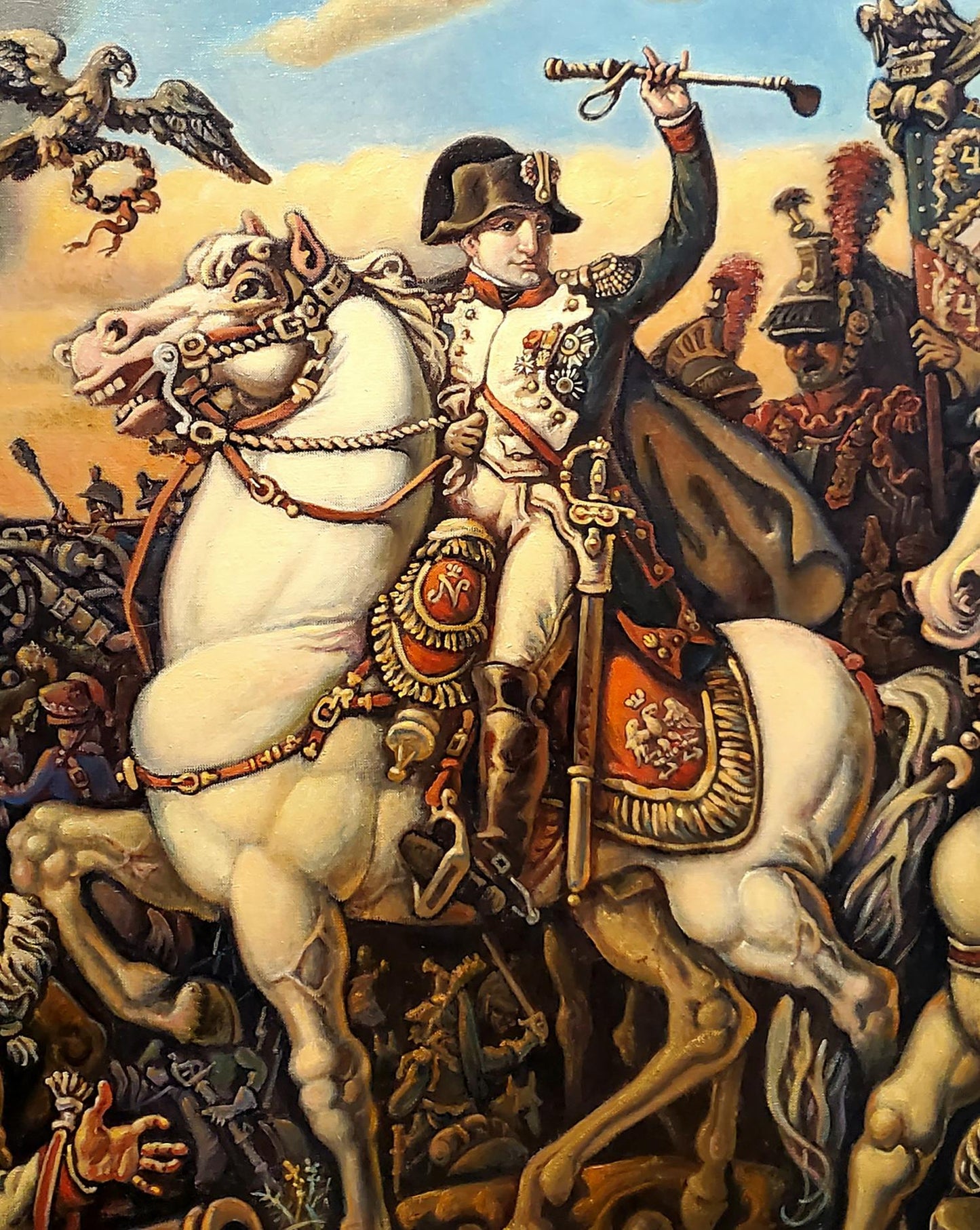 Oil painting of Napoleon Bonaparte on white horse by Daniil Litvinov