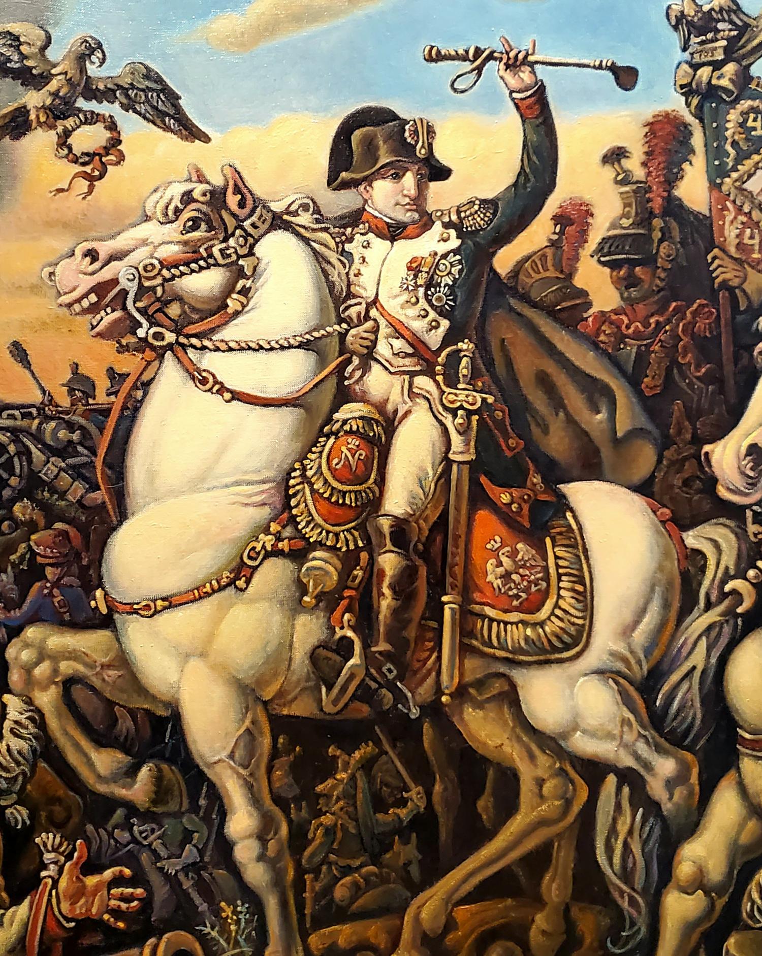 Oil painting of Napoleon Bonaparte on white horse by Daniil Litvinov