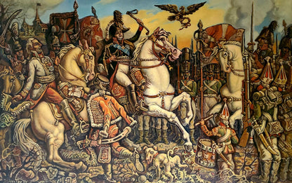 Oil painting of Alexander the First by Daniil Litvinov battle scene