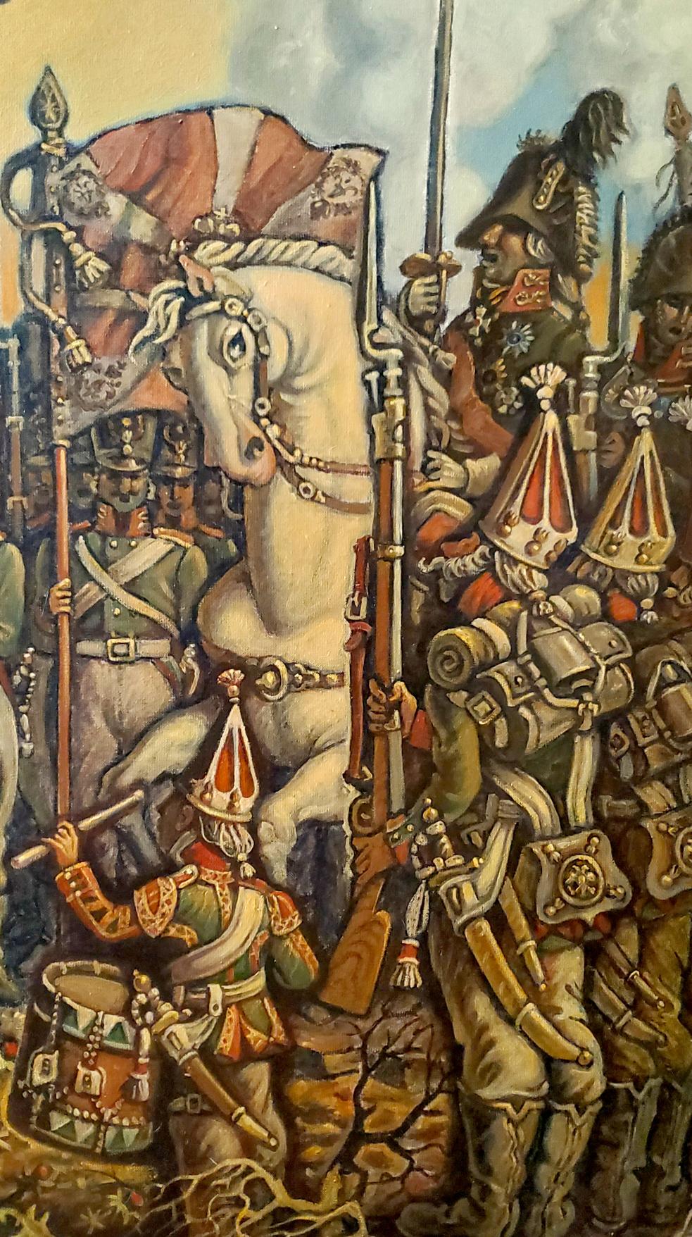 Oil painting of Alexander the First by Daniil Litvinov: white horse with brass tack