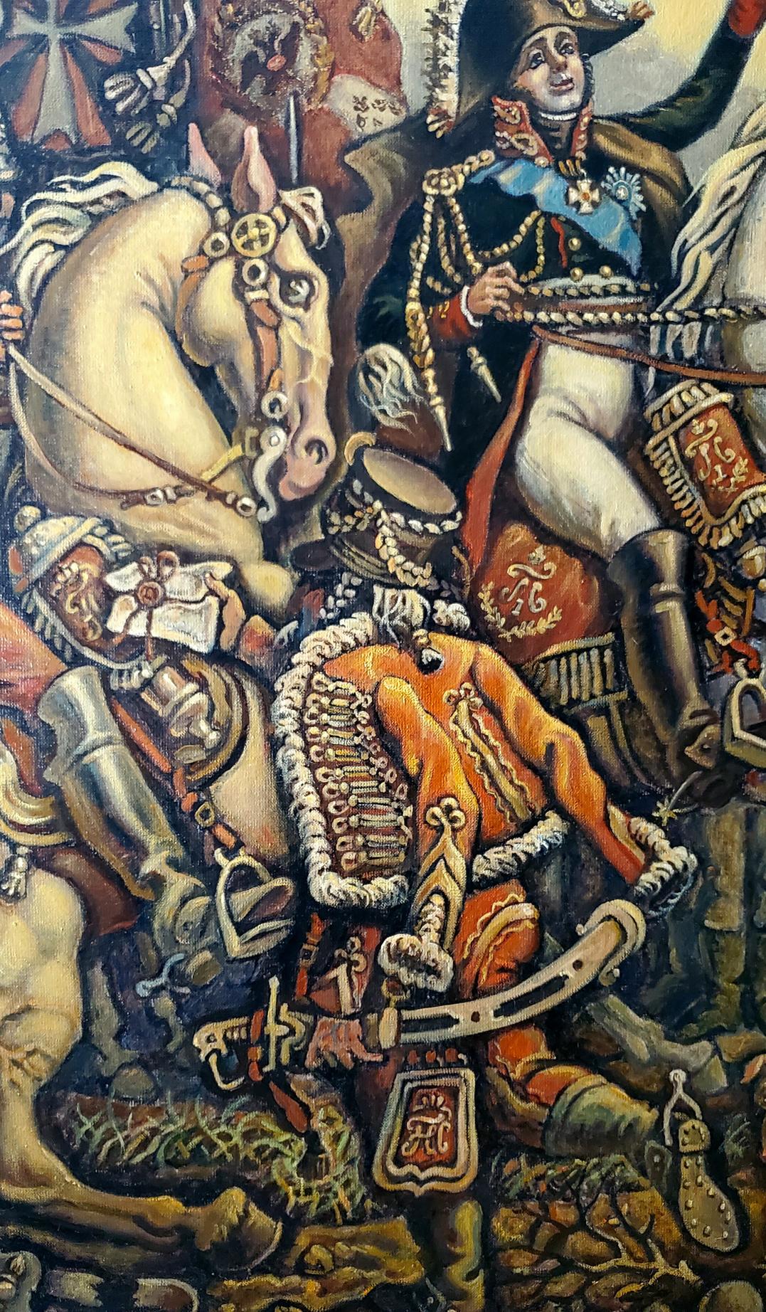 Oil painting of Alexander the First by Daniil Litvinov on horseback