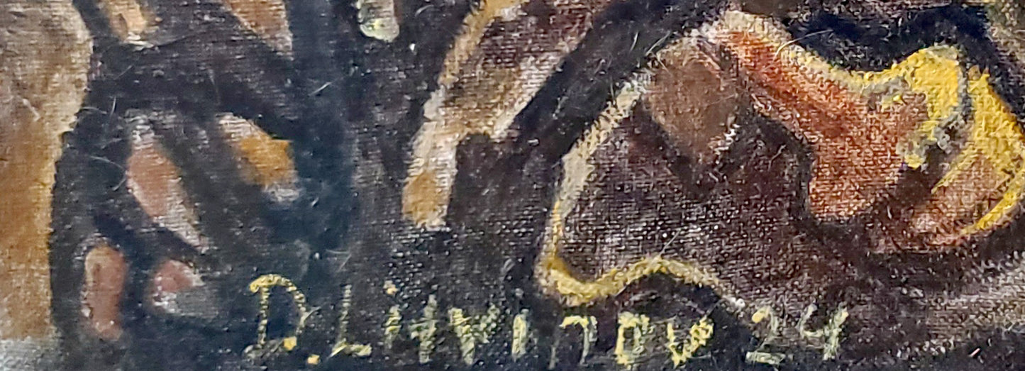 Oil painting Alexander the First by Daniil Litvinov, textured brown ochre abstract