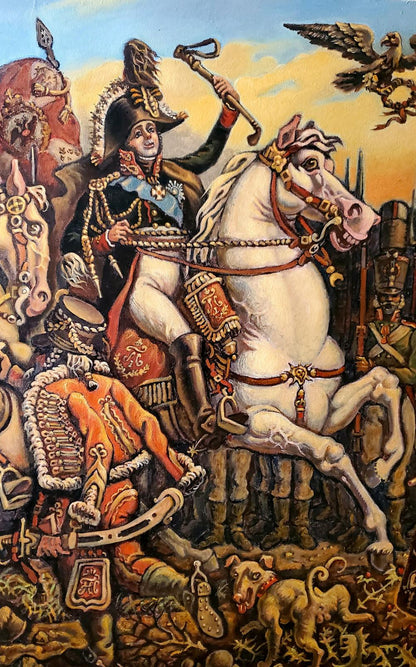 Oil painting of Alexander the First by Daniil Litvinov on horseback