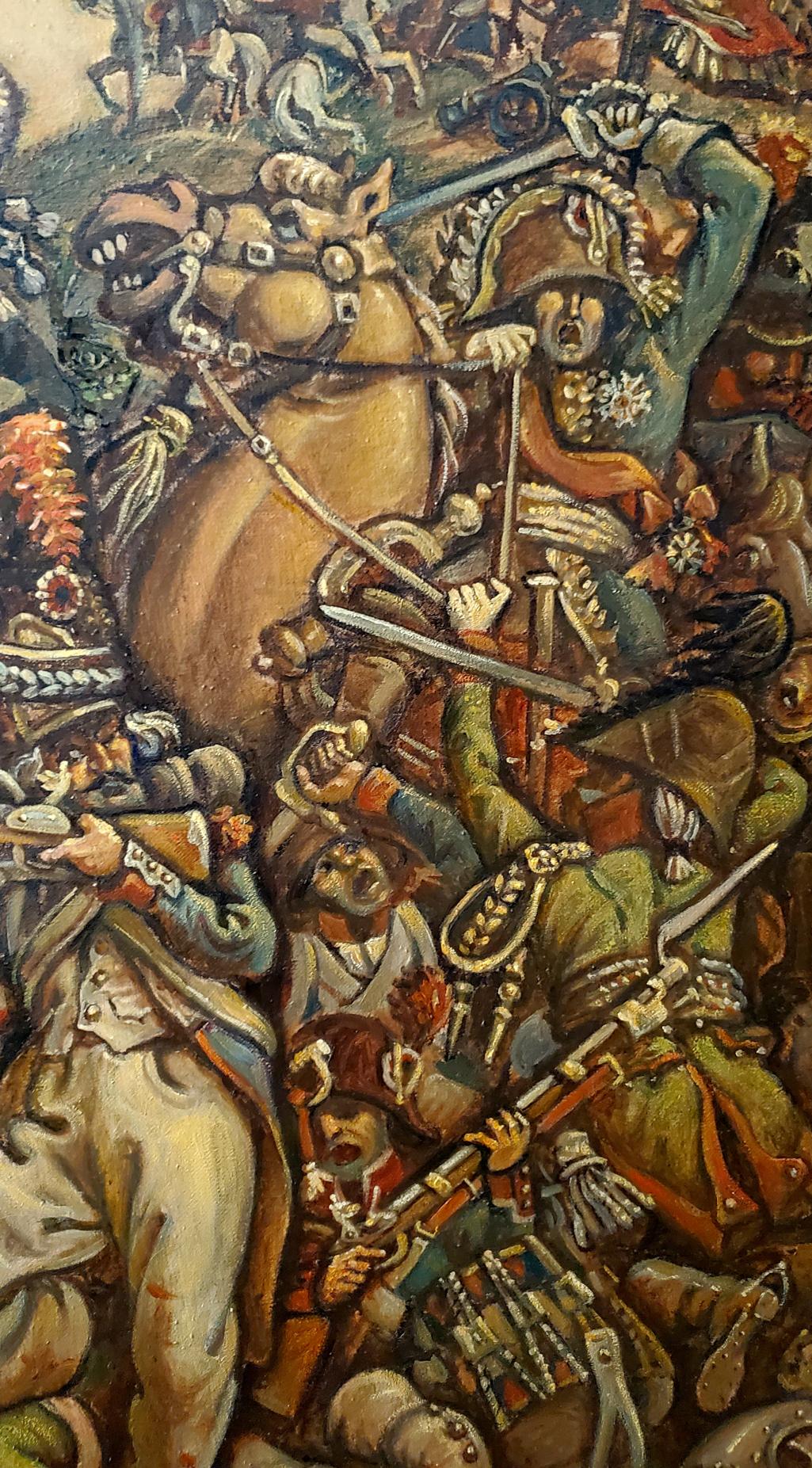 Vibrant oil painting Battle by Daniil Litvinov chaotic soldier cavalry scene