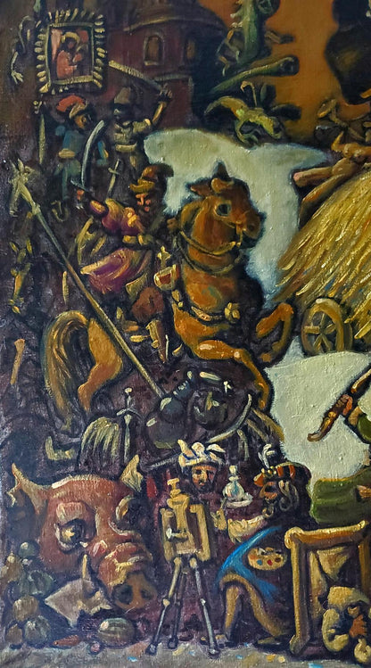 Oil painting of Gogols Madness chaotic medieval battle by Daniil Litvinov