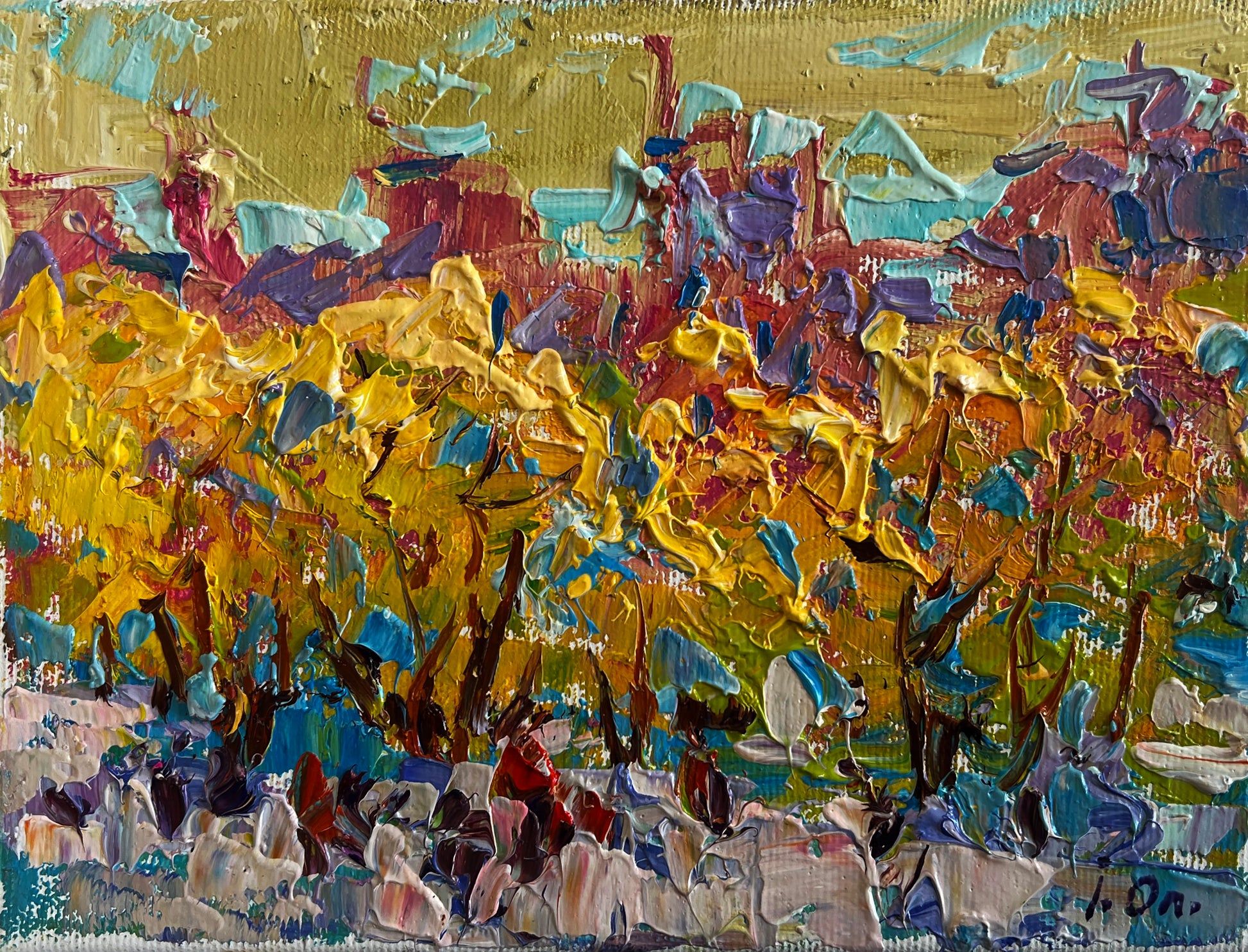 Vibrant impressionist painting by Oleksiy & Oksana Ivaniuk, wholesale $95 originals