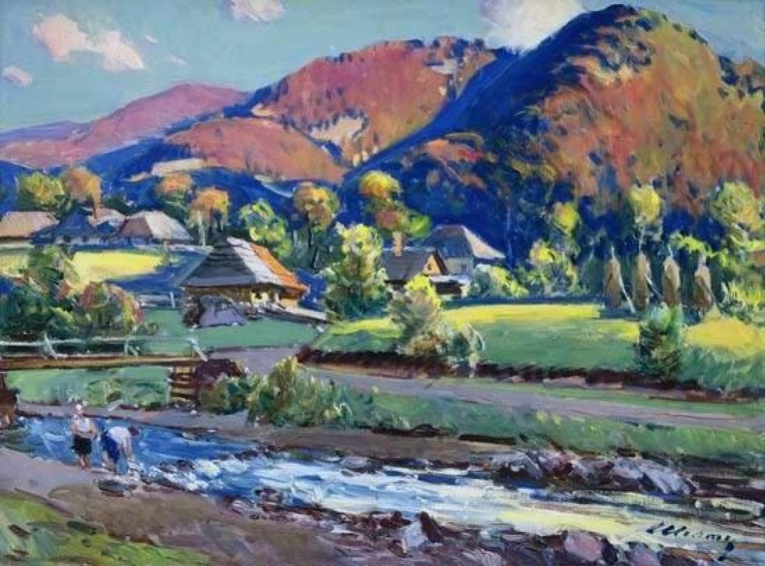 Signed Stepan Sholtes impressionist autumn landscape painting