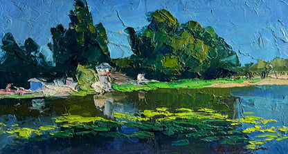 Vibrant impressionist lakeside painting by Boris Serdyuk, wholesale fine art