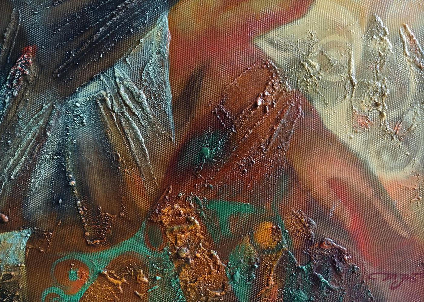 Abstract oil painting Scythian legend by Anatoly Tarabanov in earthy tones