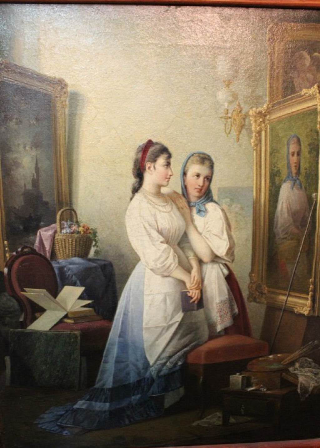 Maria Raevska-Ivanova 19th century oil painting of two women in studio