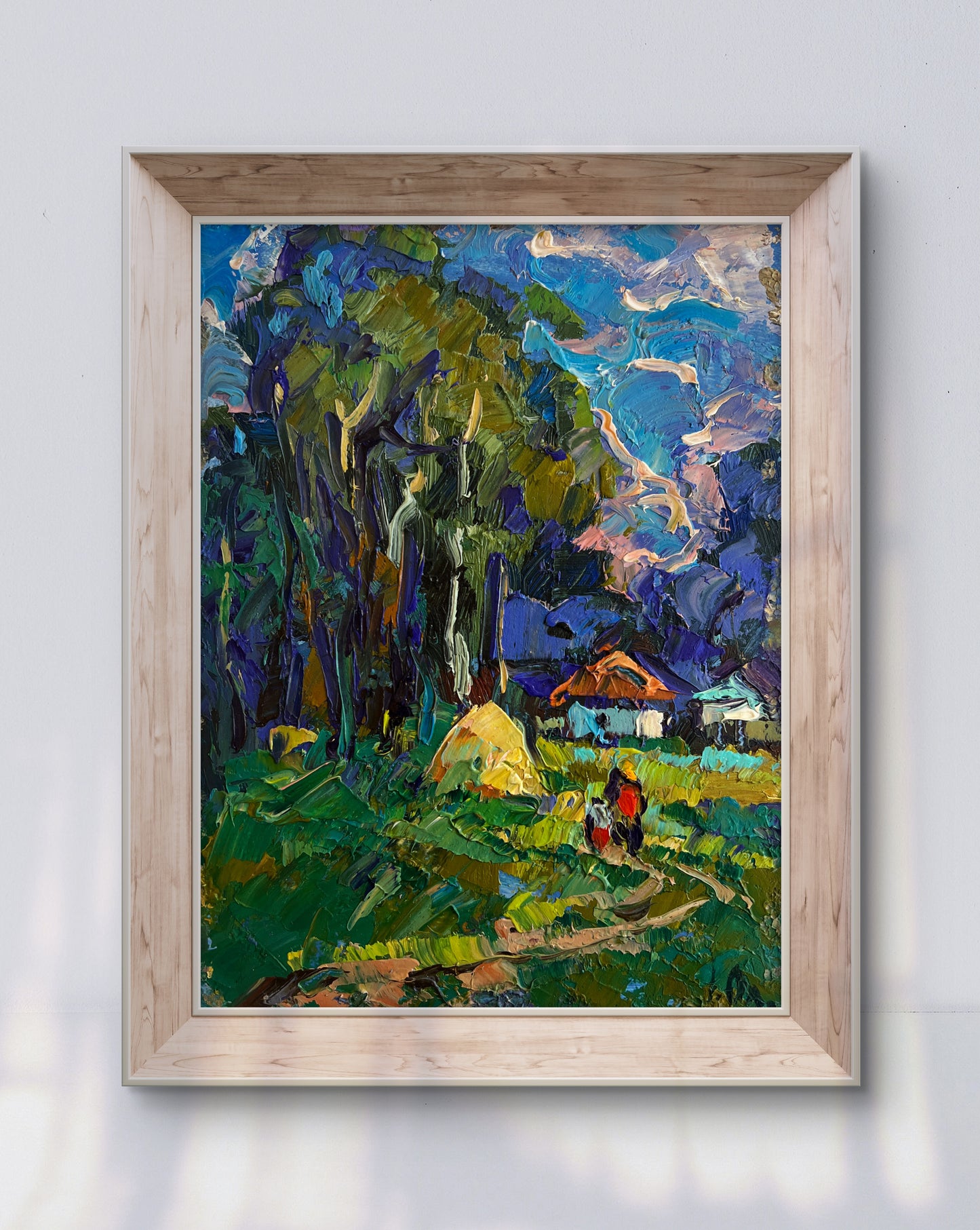 Oil painting House near the forest by Oleksiy Ivanyuk in wood frame