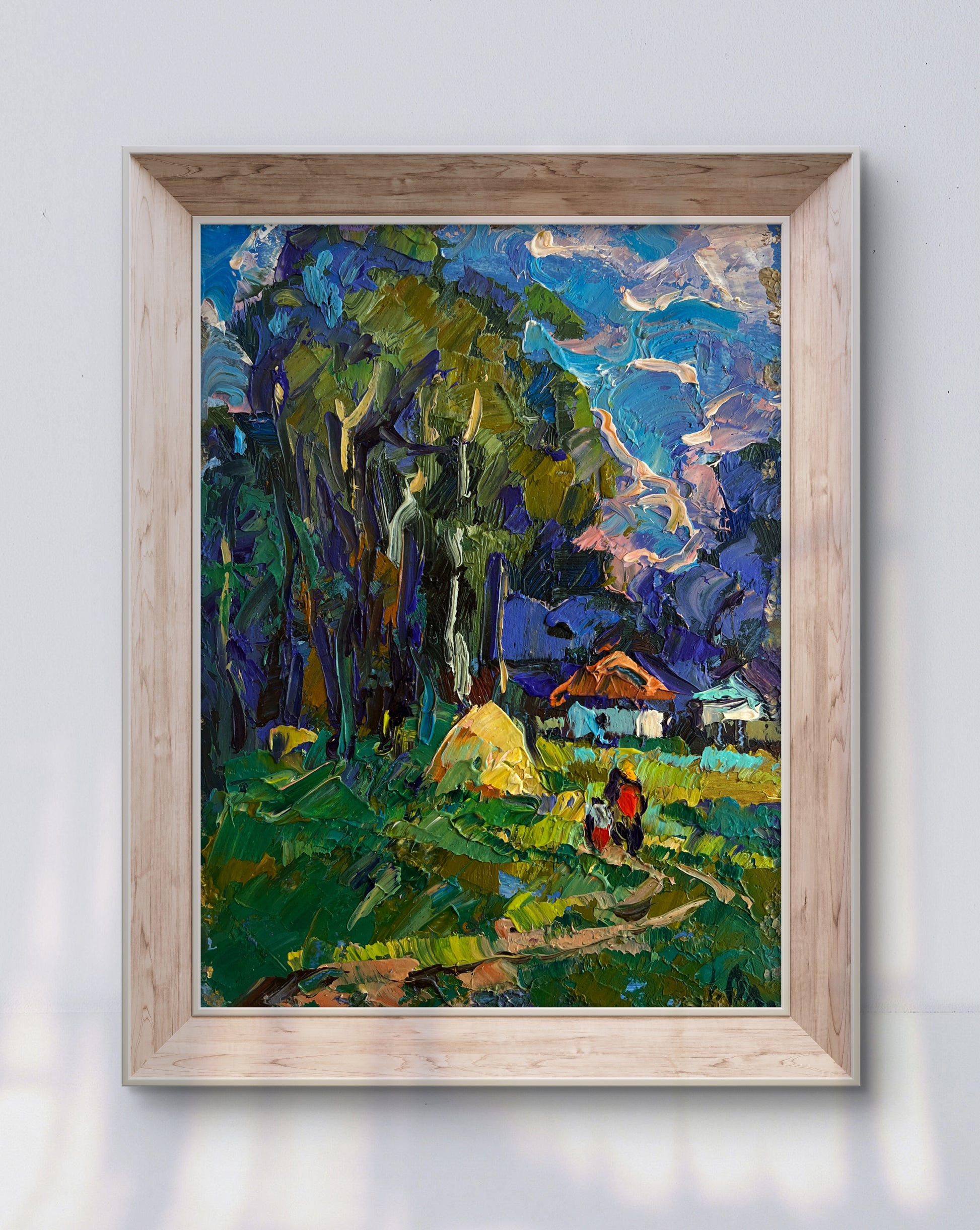 Oil painting House near the forest by Oleksiy Ivanyuk in wood frame