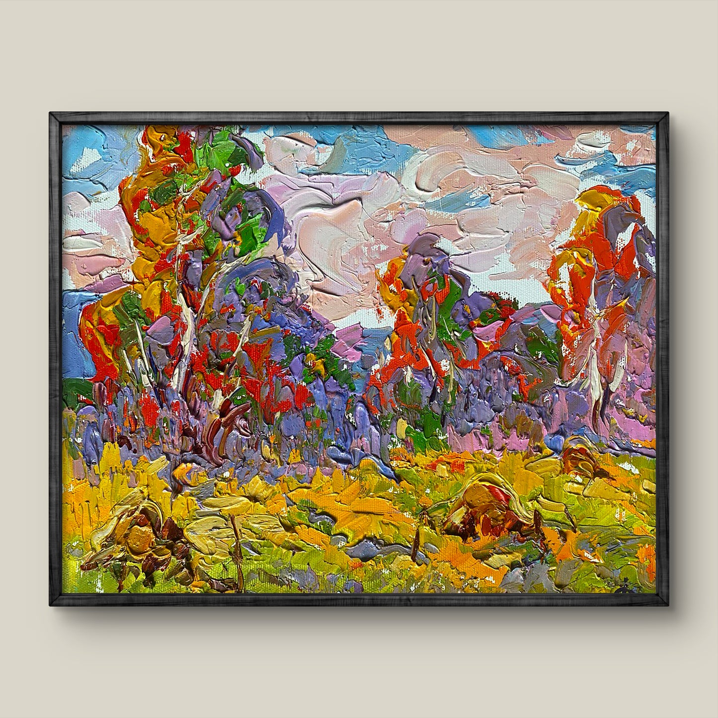 Oil painting Colorful autumn by Alex Ivanyuk in black frame