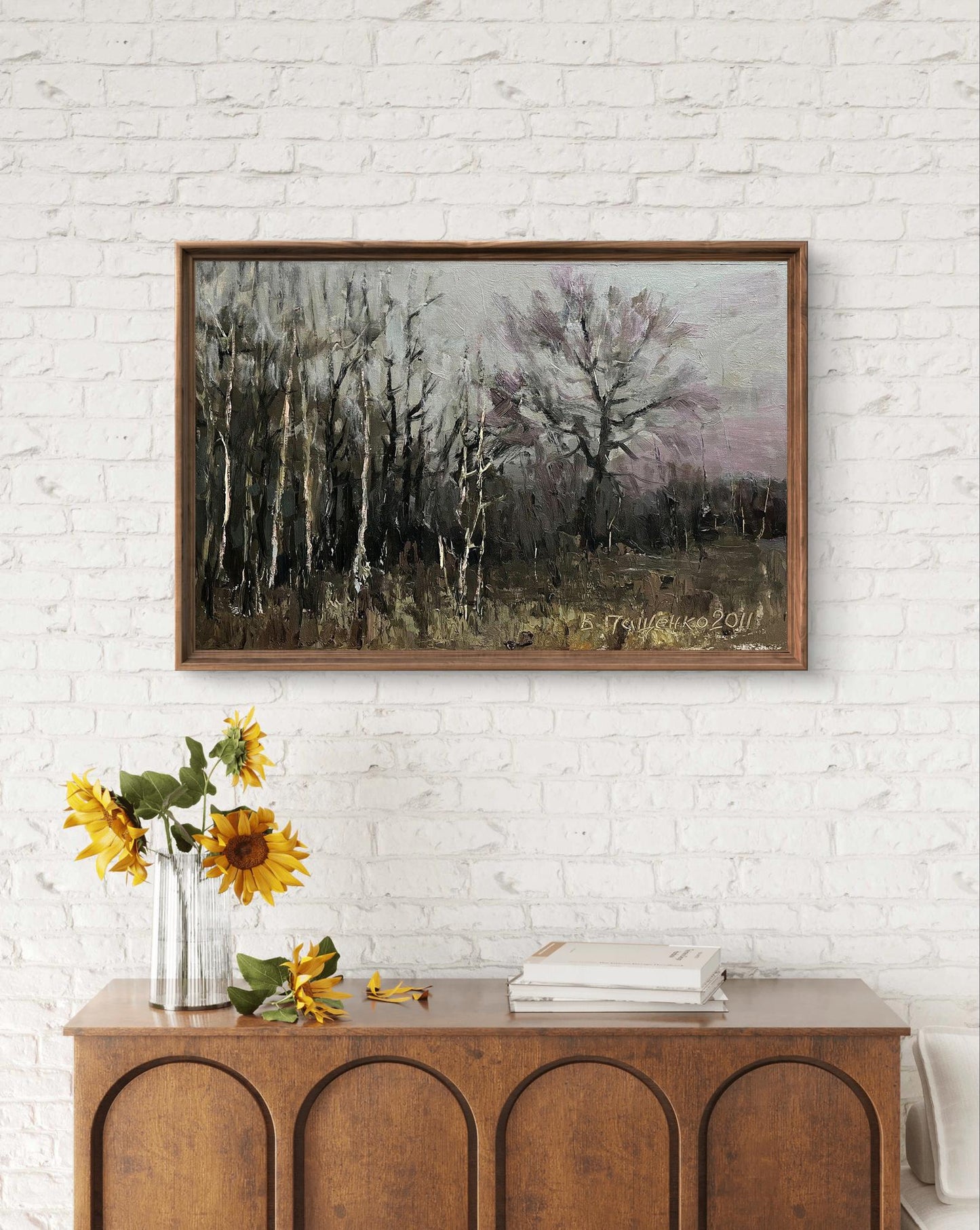 Framed oil painting Fallen Forest by Volodymyr Pashchenko moody forest scene