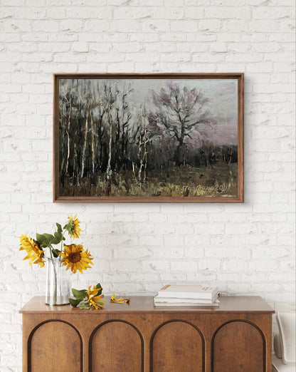 Framed oil painting Fallen Forest by Volodymyr Pashchenko moody forest scene