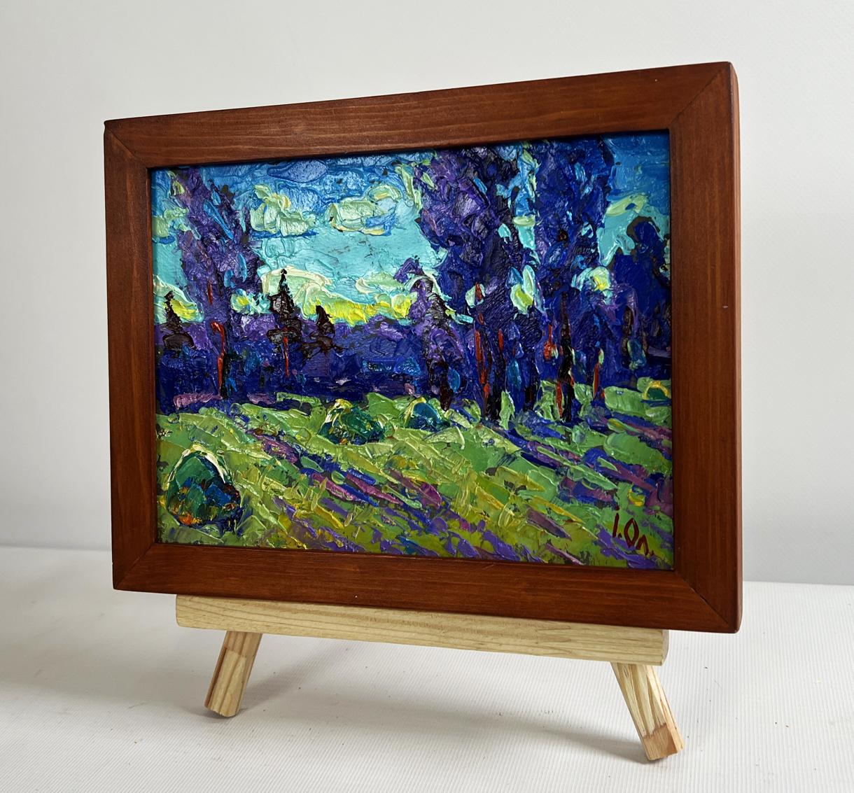 Oil painting Evening breeze in the field by Oleksiy Ivanyuk in wooden frame