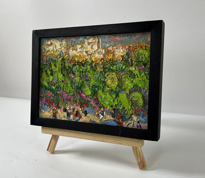 Oil painting The dynamic rhythm of the city by Oleksiy Ivanyuk in black frame