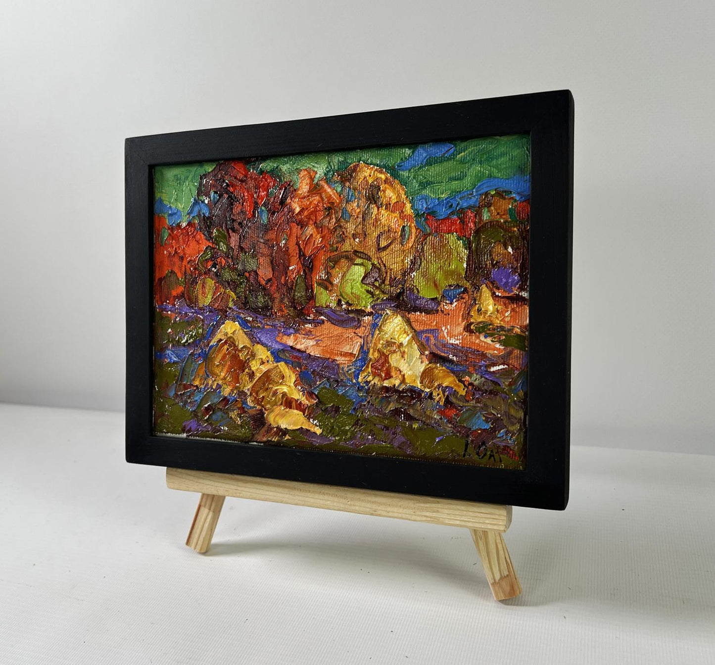 Oil painting Autumn horizon by Oleksiy Ivanyuk in black frame