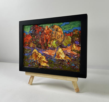 Oil painting Autumn horizon by Oleksiy Ivanyuk in black frame