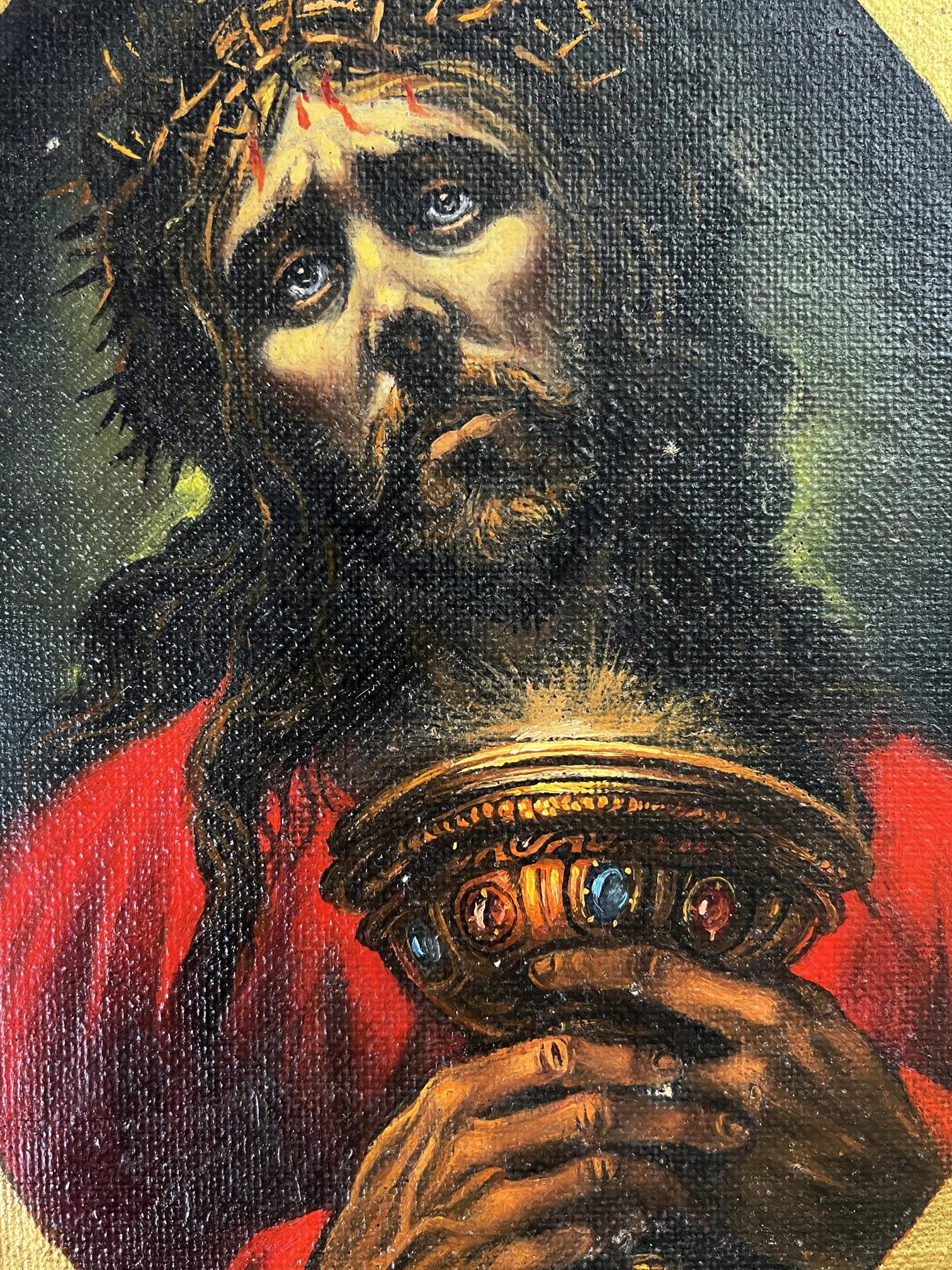 Oil painting portrait of Jesus by Alexander Litvinov with chalice