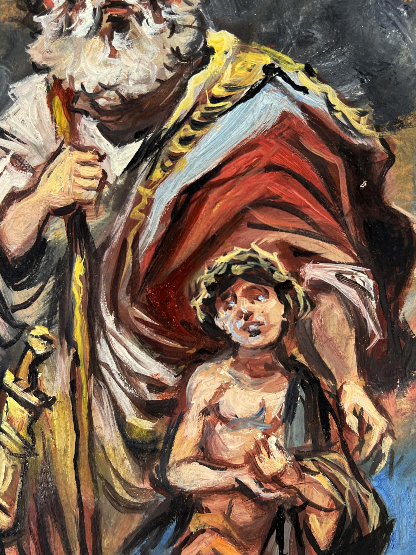 Oil painting of father and son by Alexander Litvinov