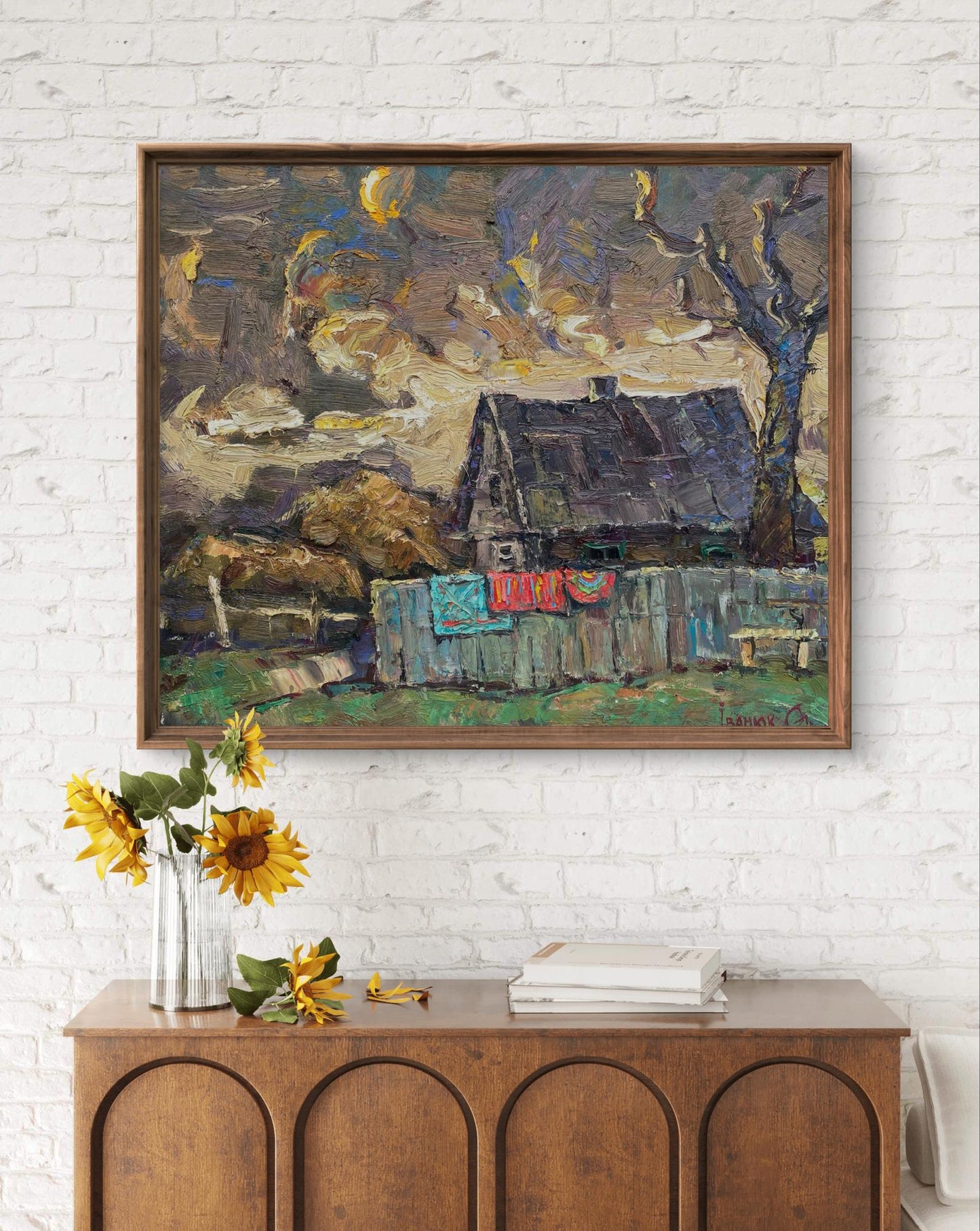 Oil painting Country Moonlight by Oleksiy Ivanyuk rustic countryside scene