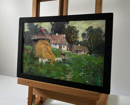 Oil painting Country house by Yuriy Suprunchuk rustic village scene