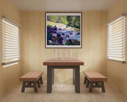 Oil painting waterfall