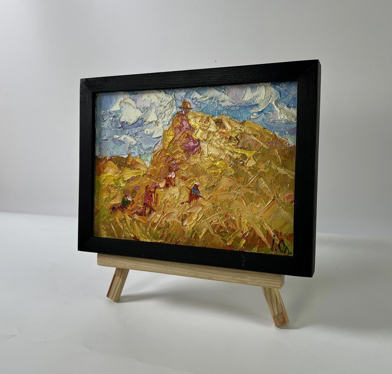 Oil painting Daytime haymaking by Oleksiy Ivanyuk in black frame