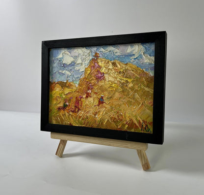 Oil painting Daytime haymaking by Oleksiy Ivanyuk in black frame