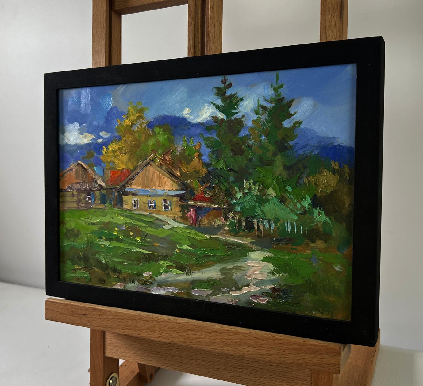 Oil painting Path to the village by Yuriy Suprunchuk rustic village scene