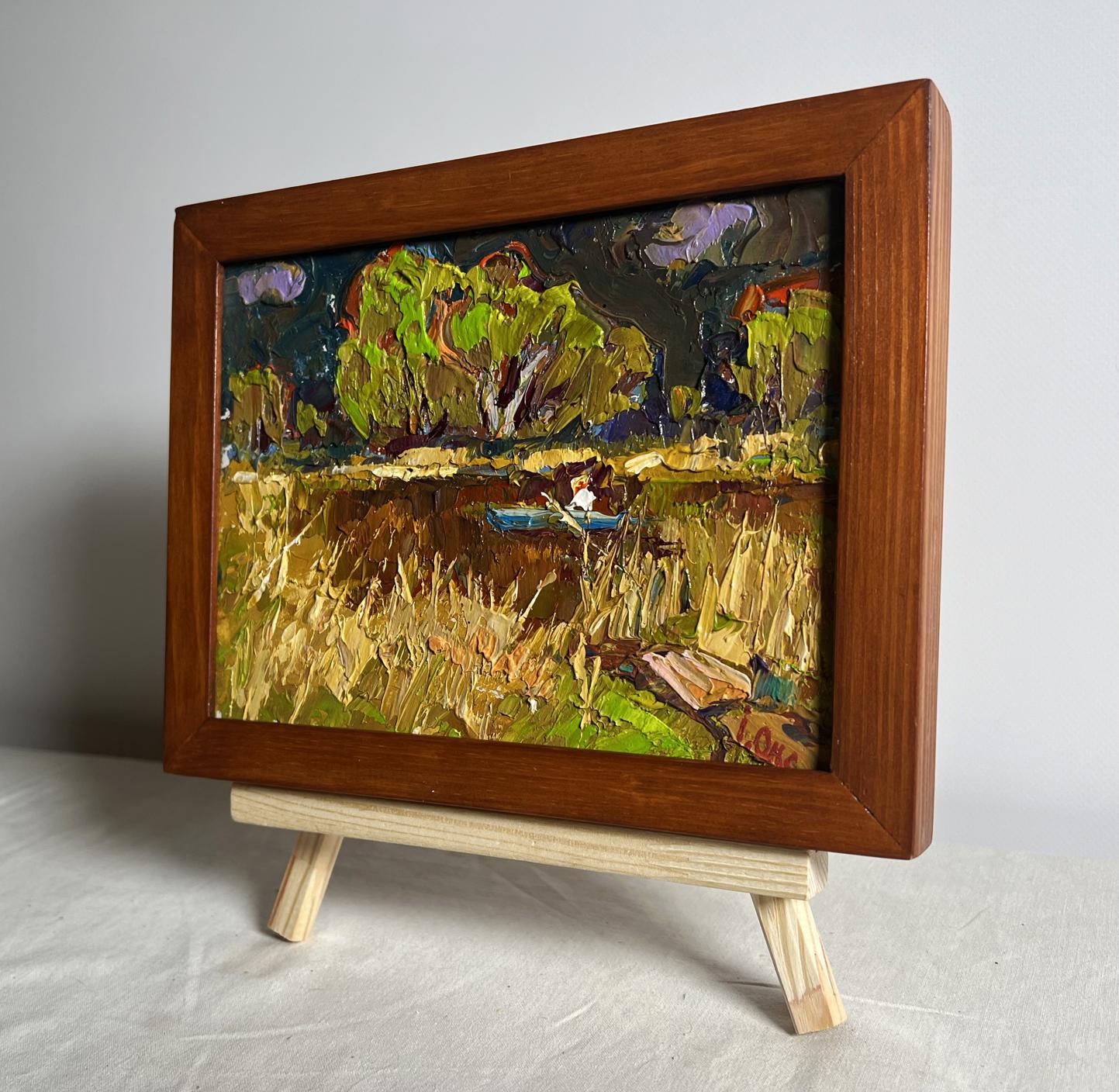 Oil painting Going fishing after the rain by Oksana Ivanyuk