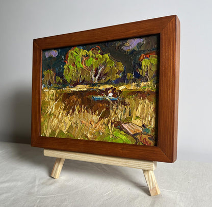 Oil painting Going fishing after the rain by Oksana Ivanyuk