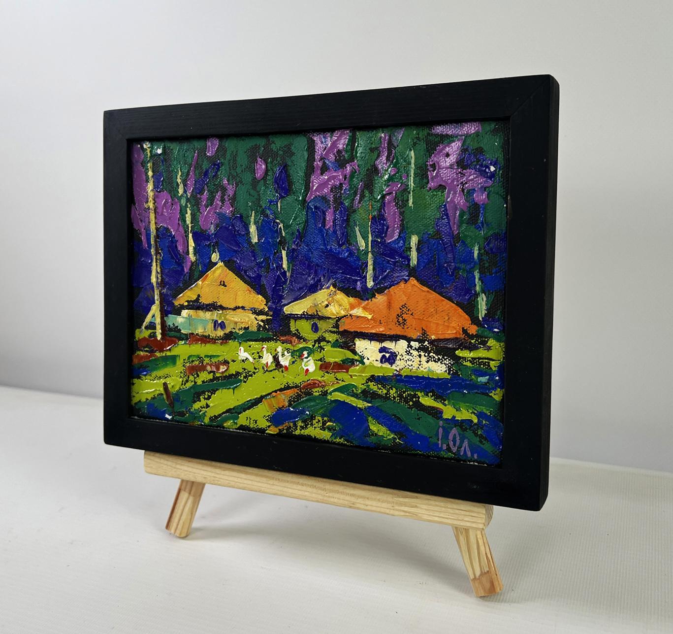 Oil painting Sky with Peace by Oleksiy Ivanyuk in black frame