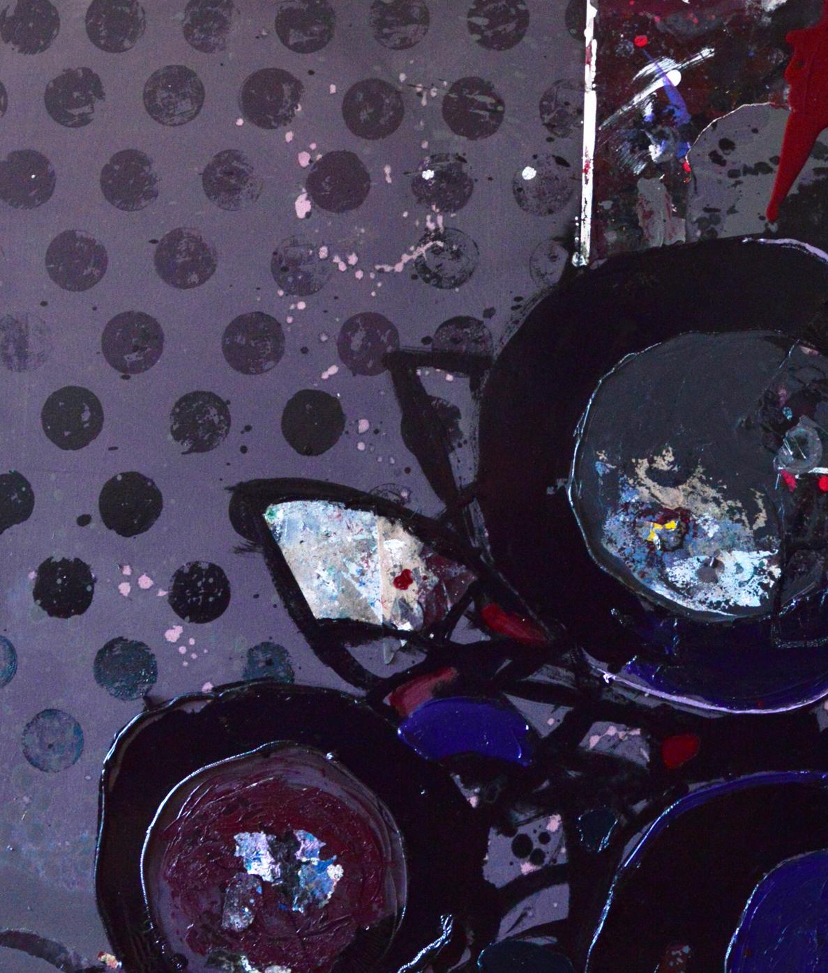 Oil painting Evening Still Life by Natalia Korf-Ivaniuk with bold circular patterns