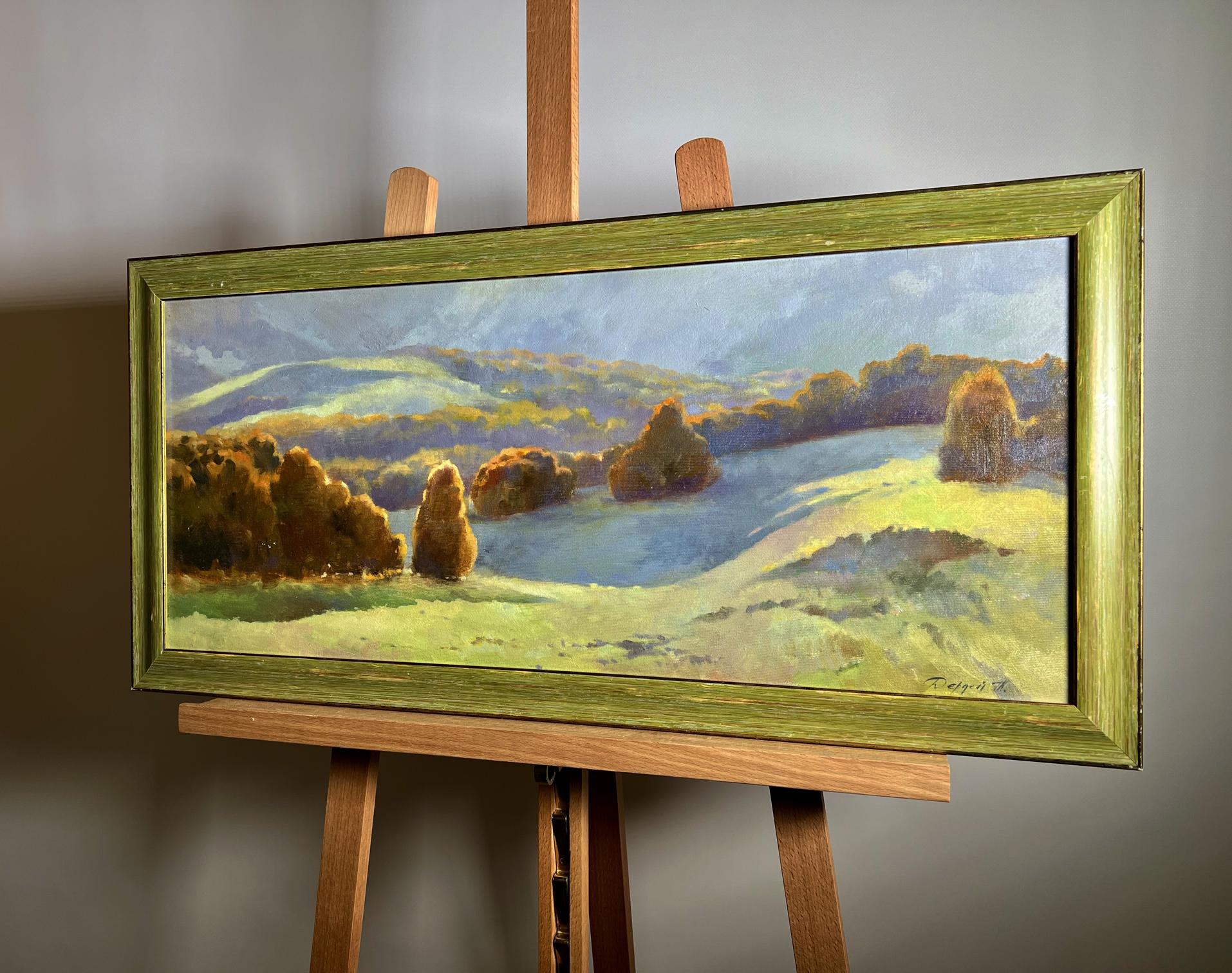 Oil painting Autumn mountains by Tatyana Derdey in rustic frame