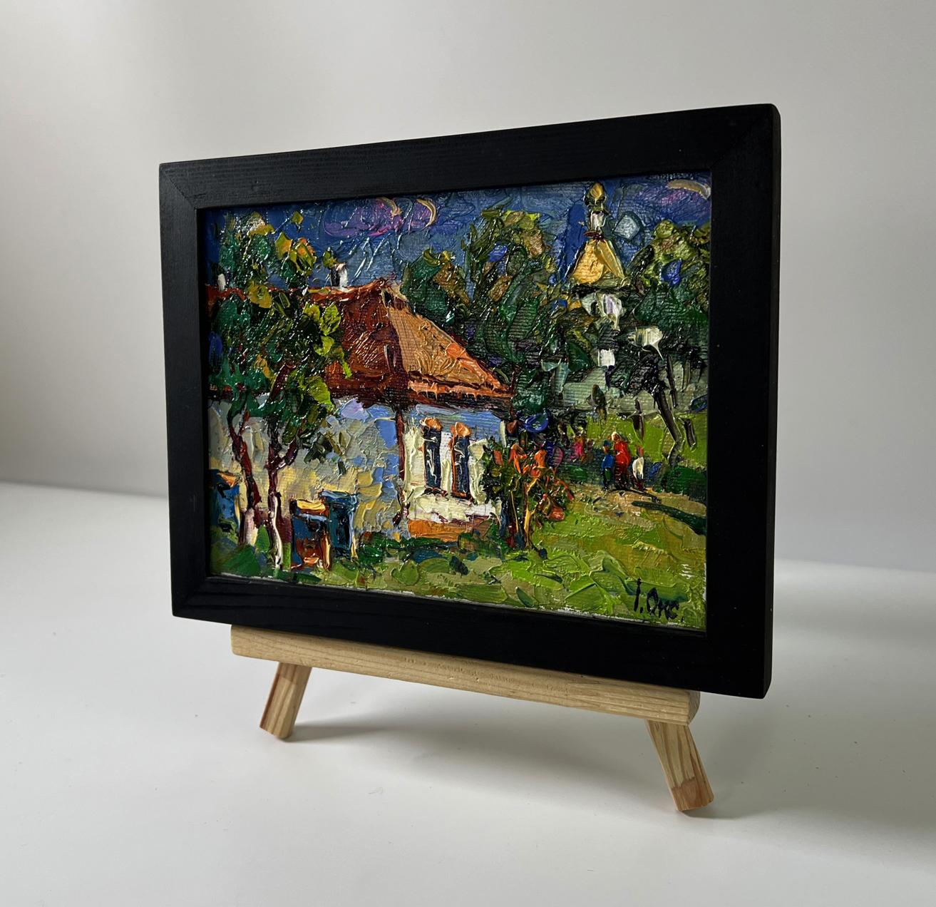 Oil painting Weekend in the village by Oksana Ivanyuk, impressionist village scene