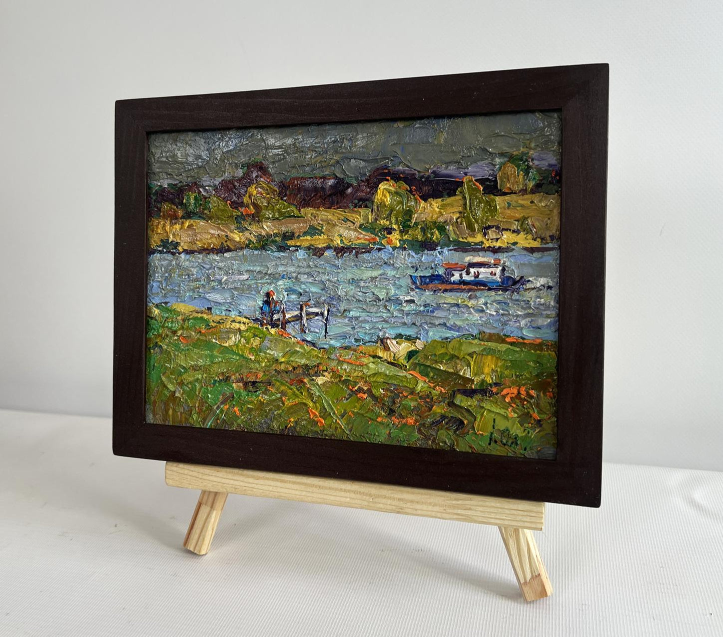Oil painting Sailing on the River by Oleksiy Ivanyuk river scene