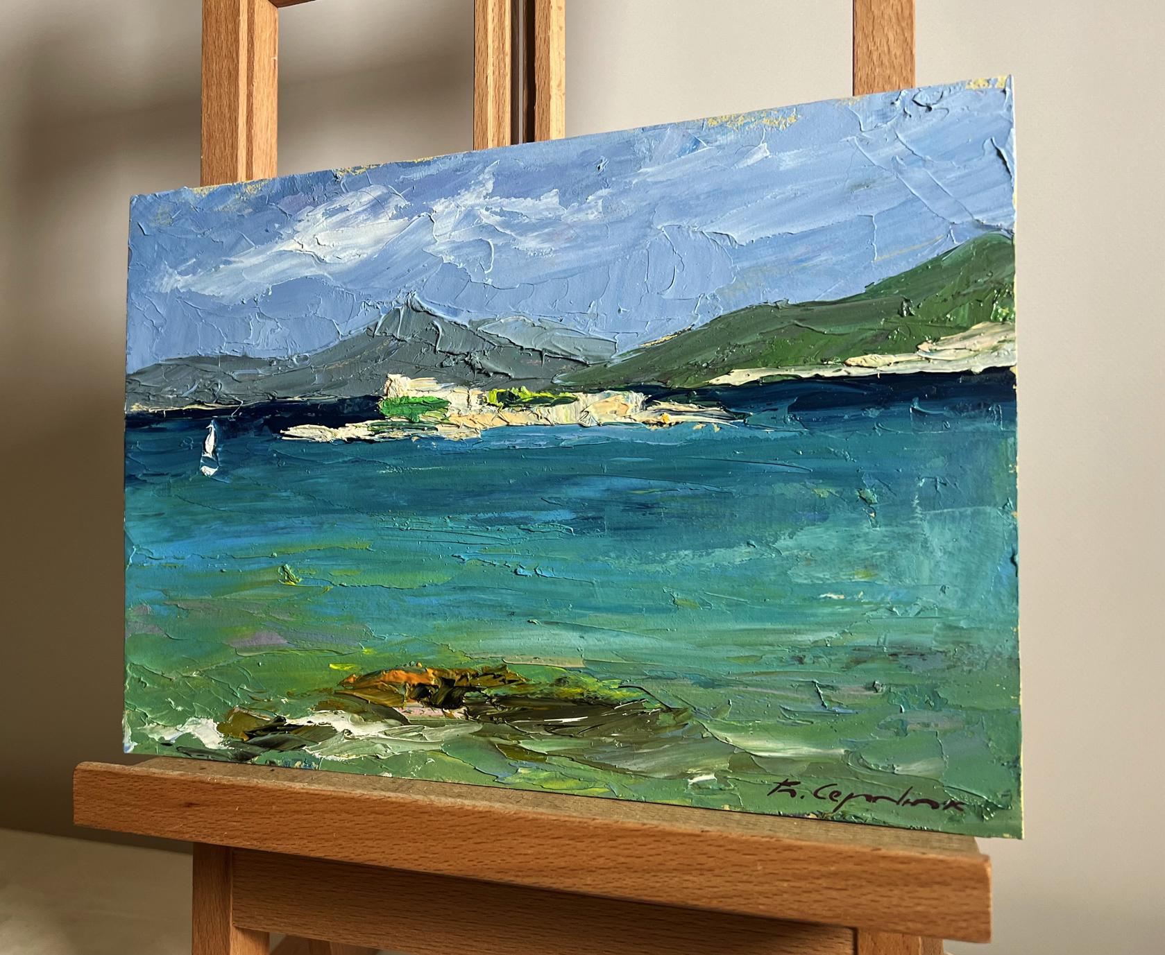 Oil painting Sea and mountains by Boris Serdyuk, coastal landscape