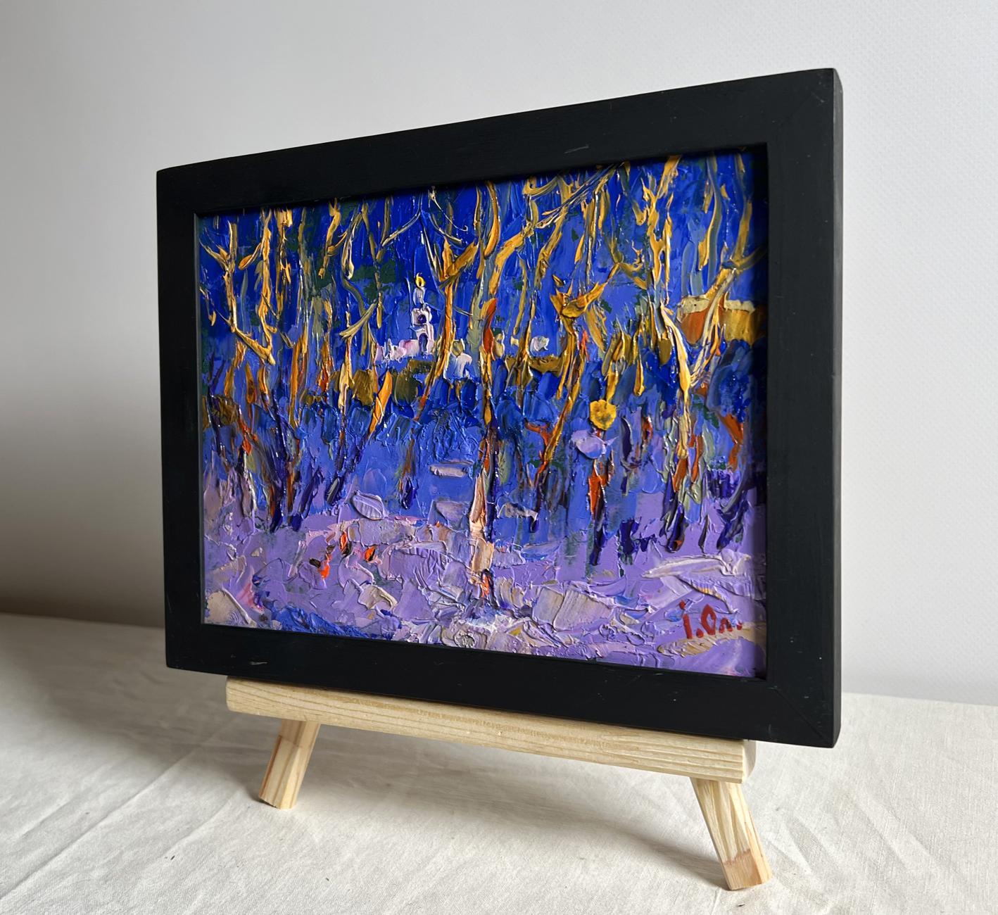 Framed Frosty evening in the forest oil painting by Oleksiy Ivanyuk