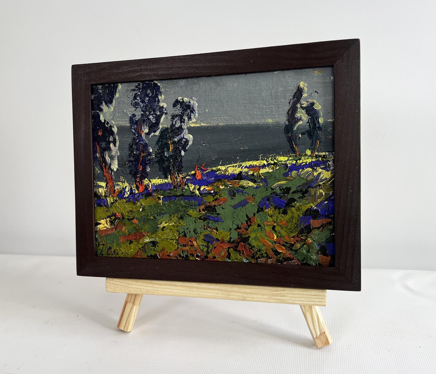 Oil painting Far beyond the river by Oleksiy Ivanyuk, vibrant landscape