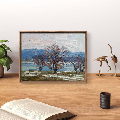 Framed impressionist oil painting The snow is melting by Yury Konovalov