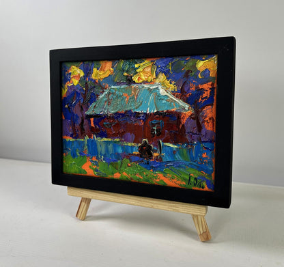 Oil painting Sky disappears into silence by Oleksiy Ivanyuk on wooden easel